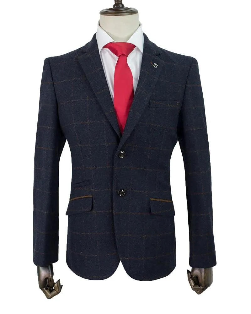 Cavani Kemson Tweed Navy Sim Fit Jacket