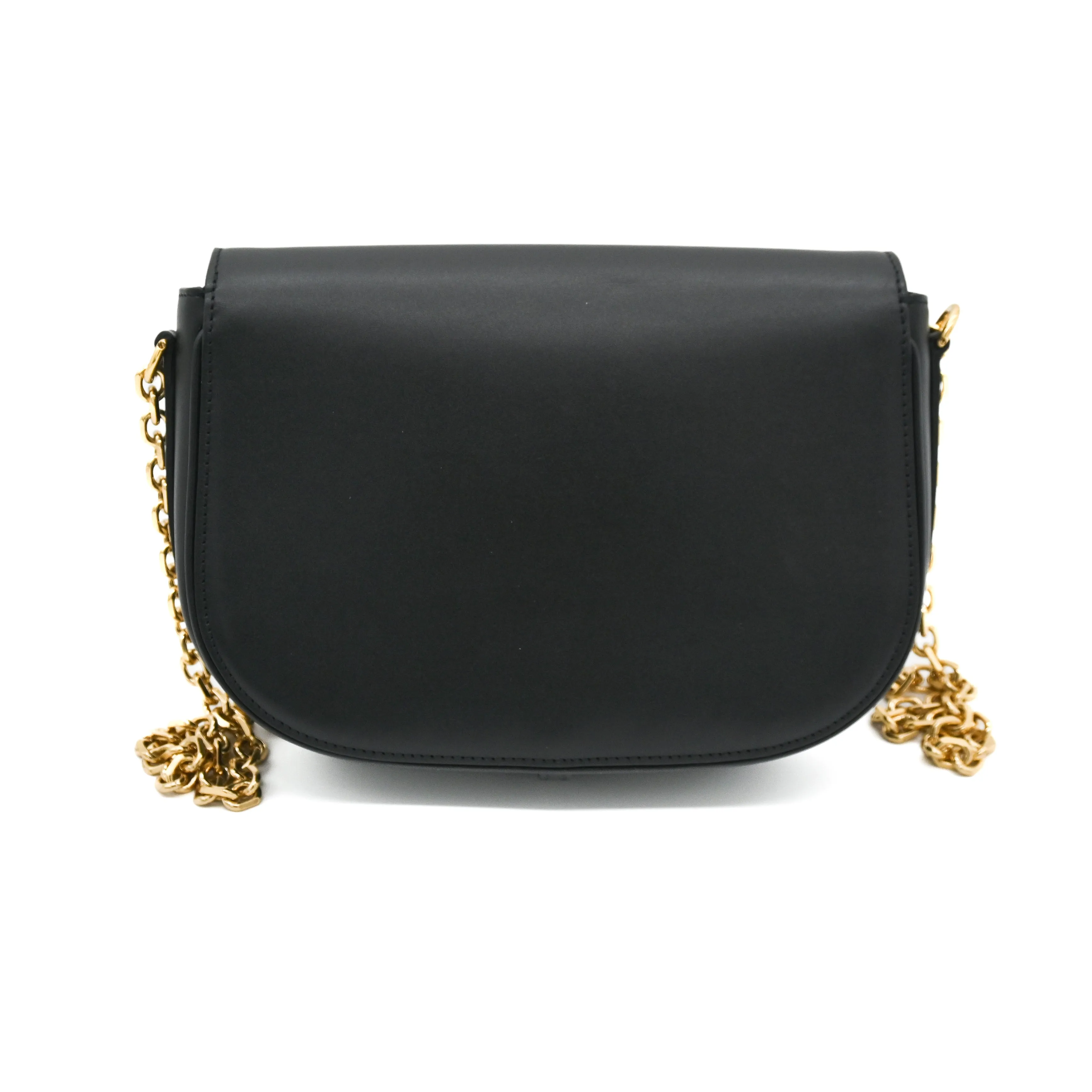 Celine Medium Chain Maillon Triomphe Bag in Black Shiny Calfskin