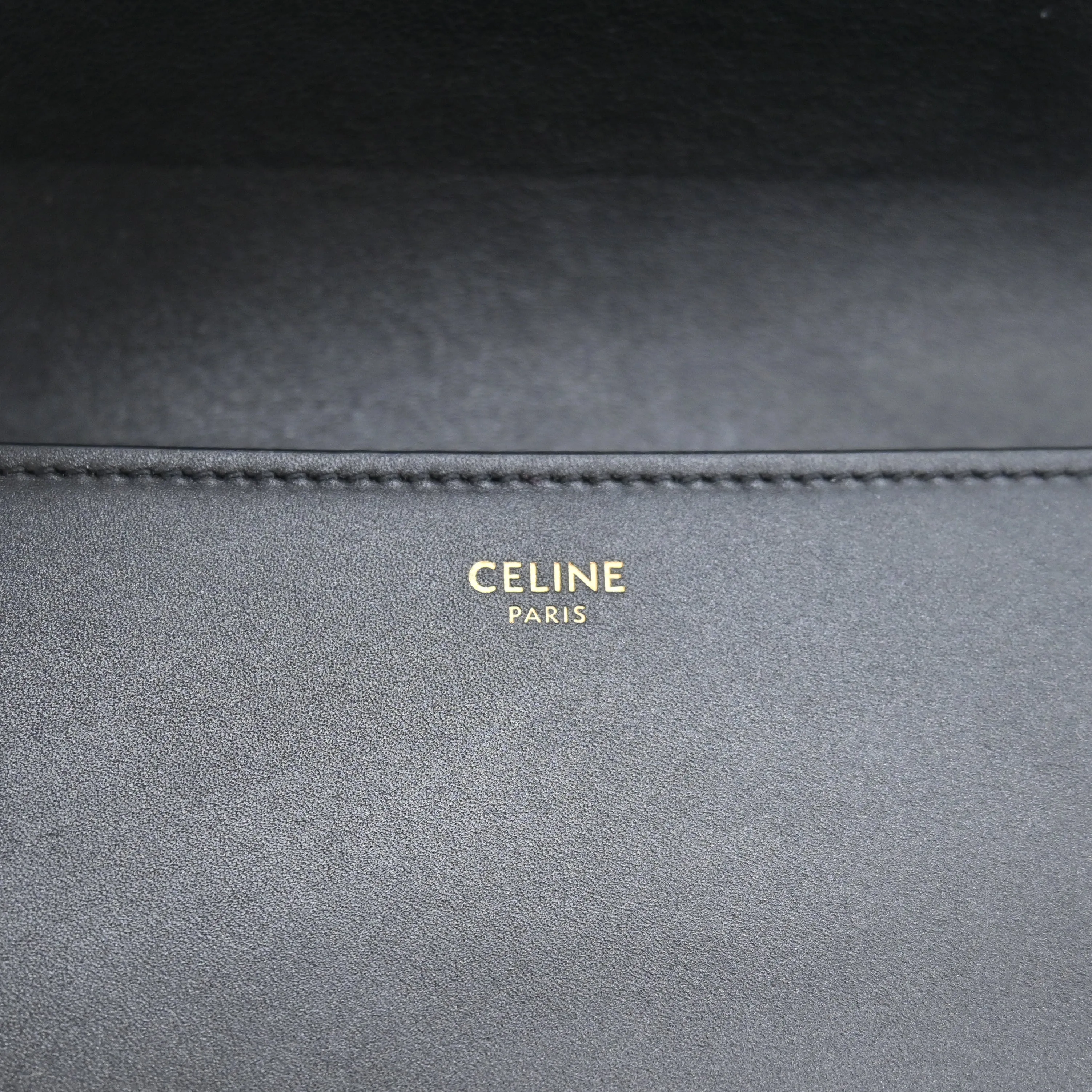 Celine Medium Chain Maillon Triomphe Bag in Black Shiny Calfskin