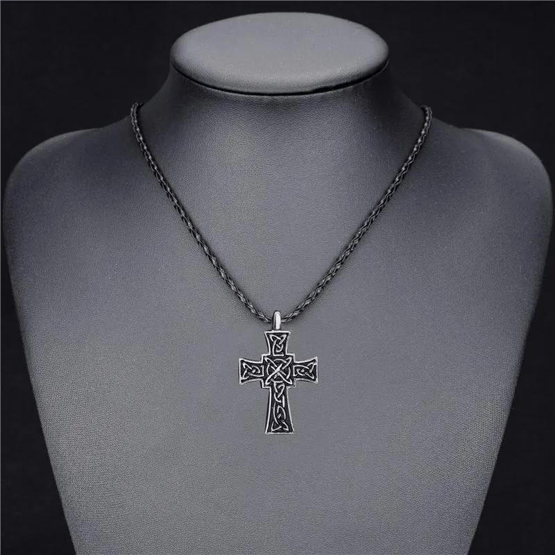 Celtic Knot Cross Silver Tone Pewter Pendant