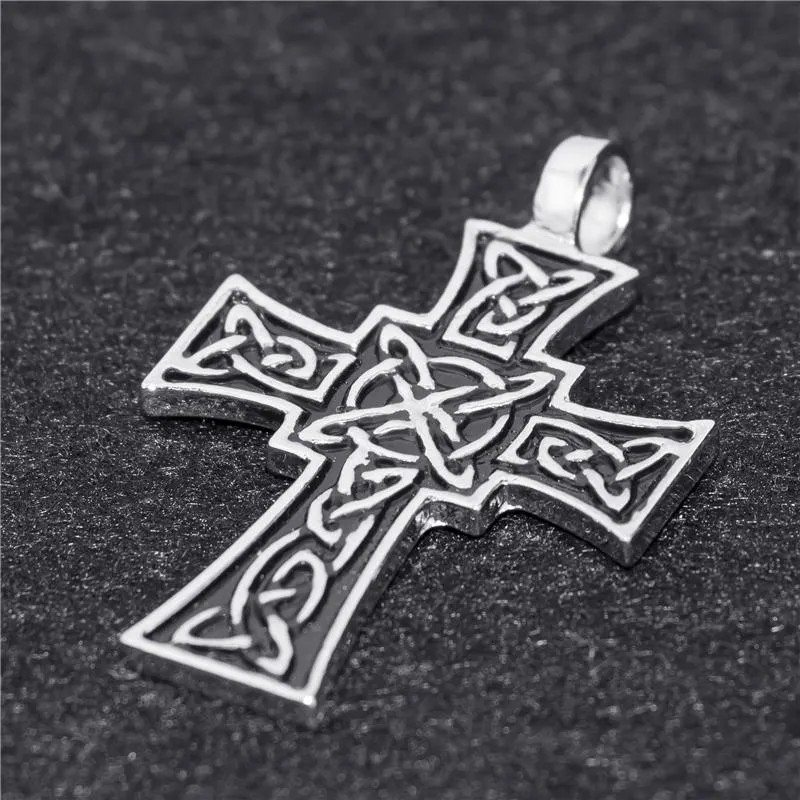 Celtic Knot Cross Silver Tone Pewter Pendant