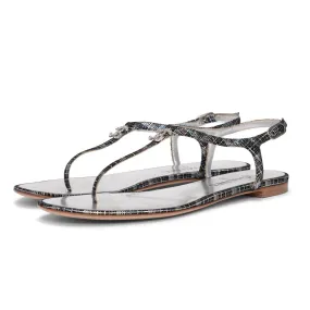 Chanel Black Iridescent CC Thong Sandals 40.5