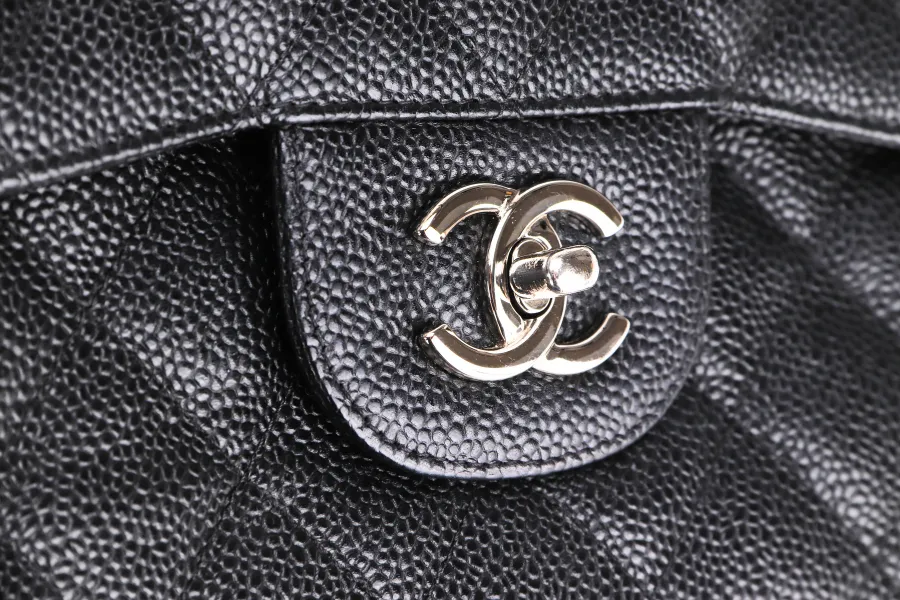 CHANEL CLASSIC FLAP JUMBO (2151xxxx) BLACK CAVIAR SILVER HARDWARE WITH CARD & DUST COVER