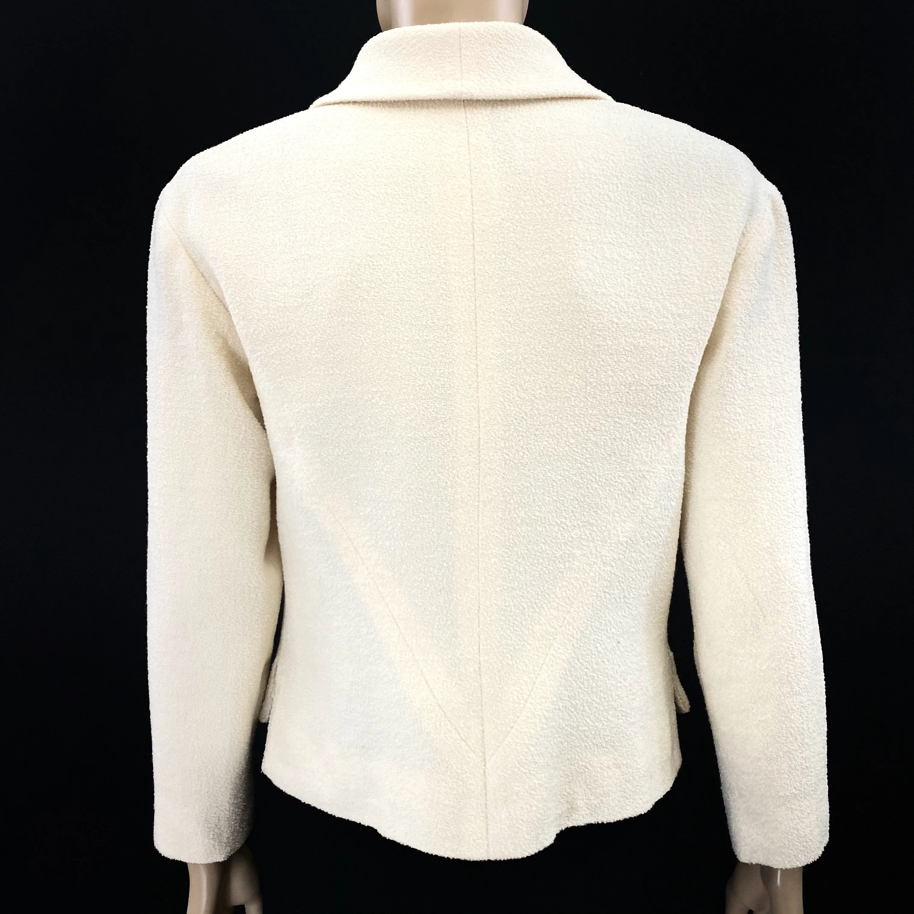 Chanel Off White Bouclé Crystal Button Jacket Size 40 | 10