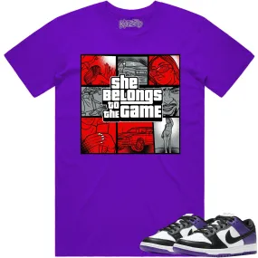 Court Purple Dunks Shirt to Match - RED BELONGS TO THE GAME