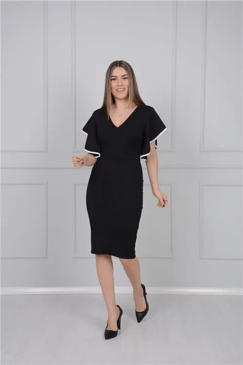 Crep Fabric Flywheel Dress - Black