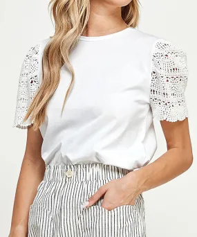 Crochet Sleeve Top - Off White