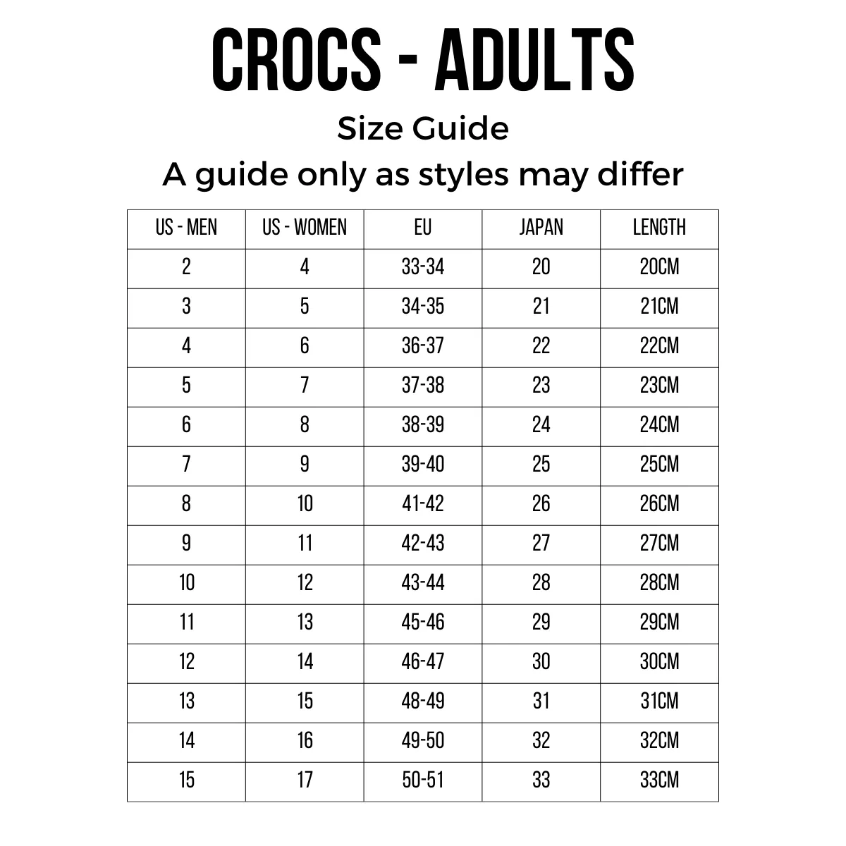 Crocs - Classic Clog Black Adults womens & mens