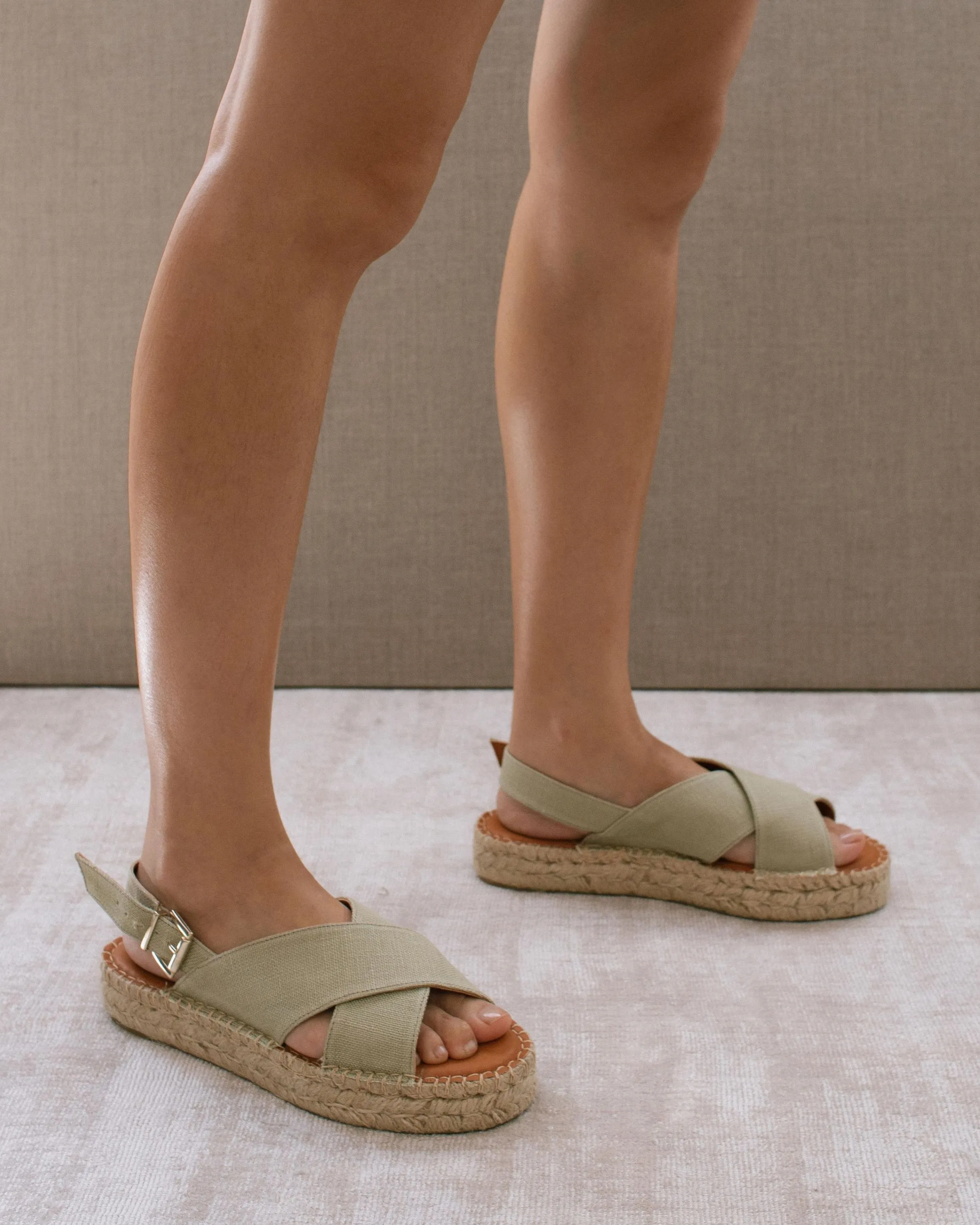 Crossed Khaki Espadrilles