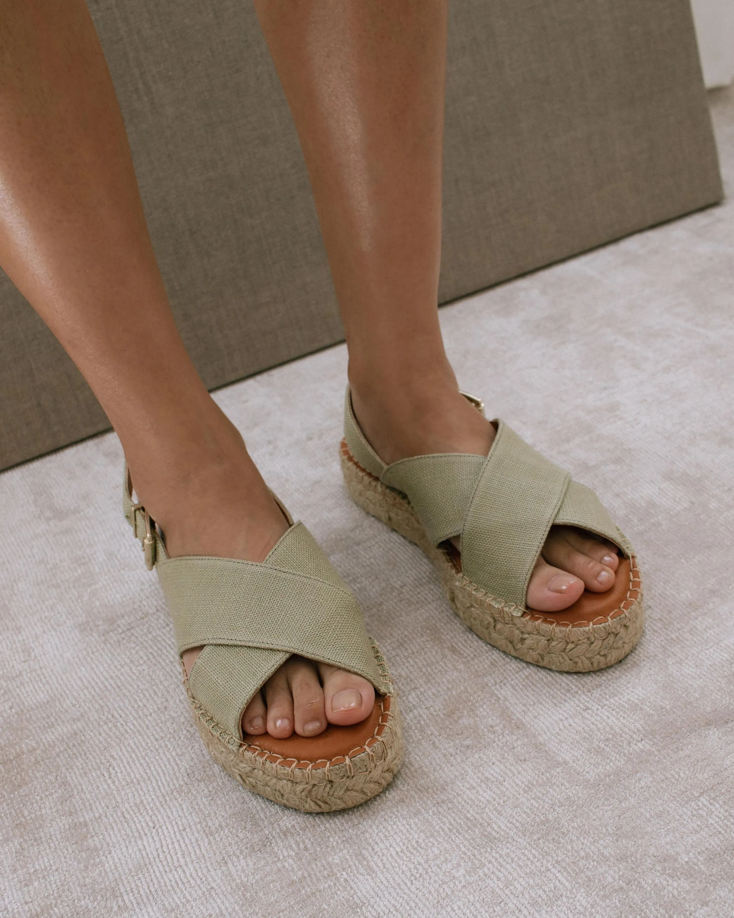 Crossed Khaki Espadrilles