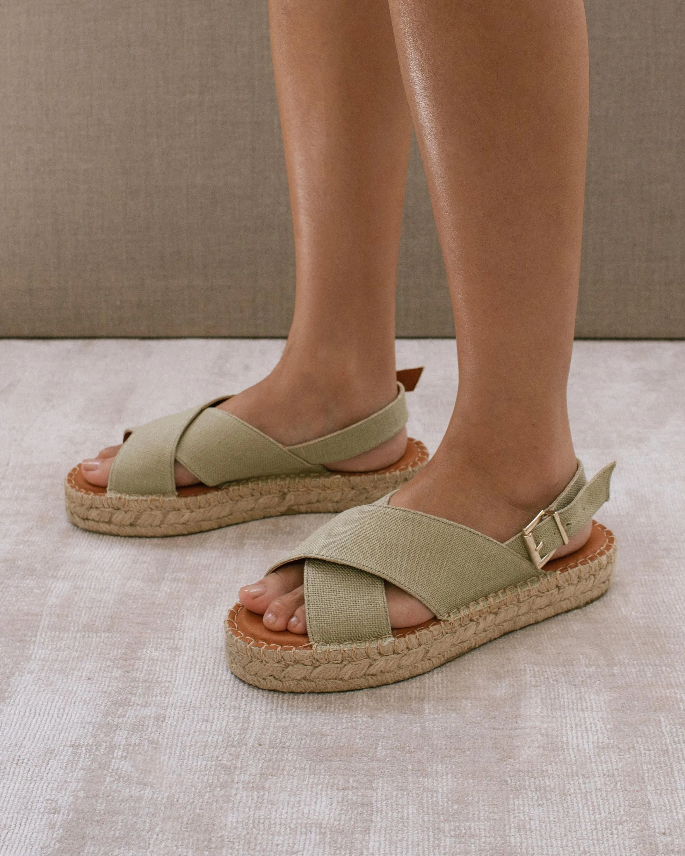 Crossed Khaki Espadrilles