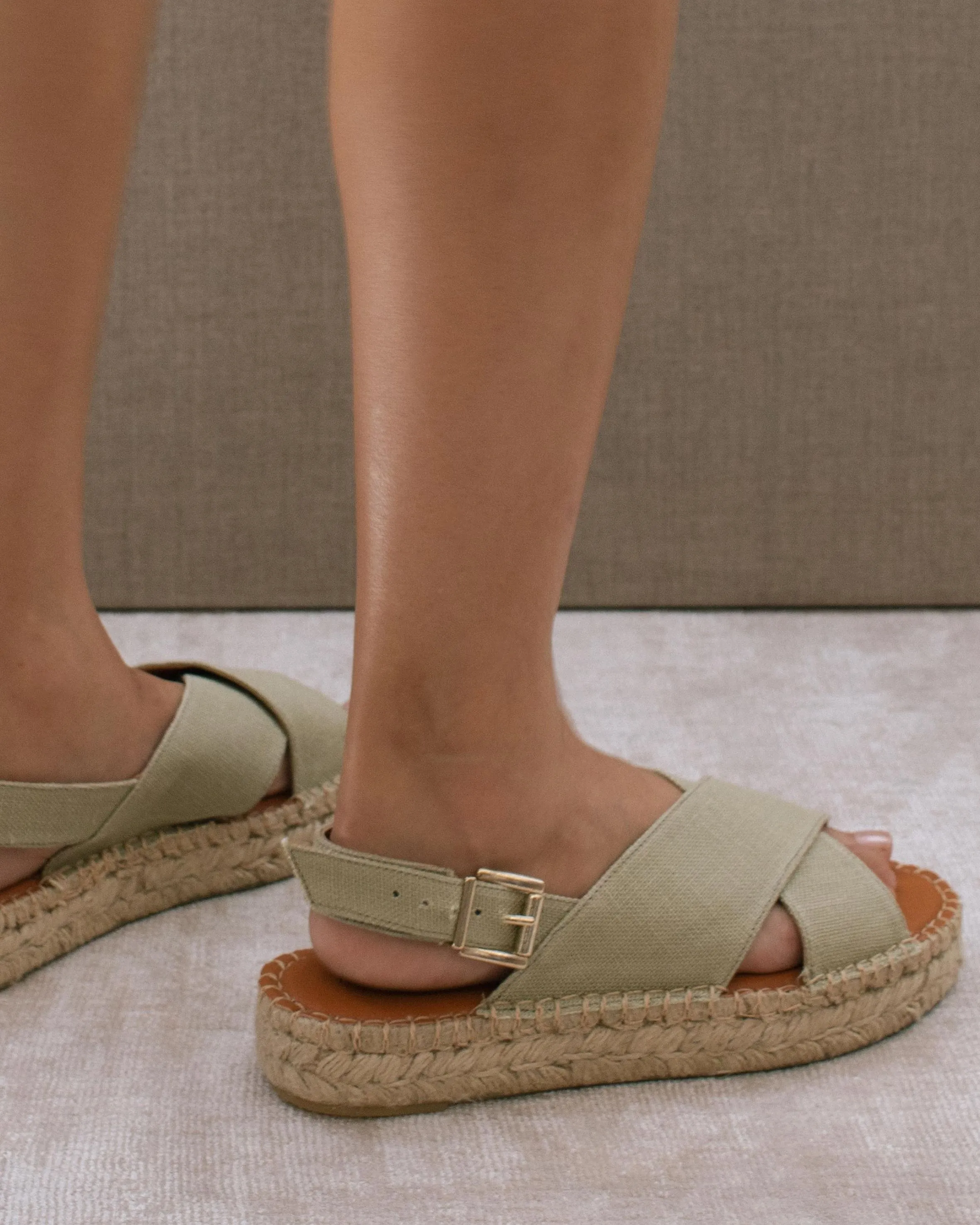 Crossed Khaki Espadrilles