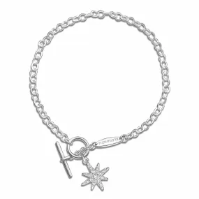 CZ North Star Silver Bracelet T-Bar Star Jewelry