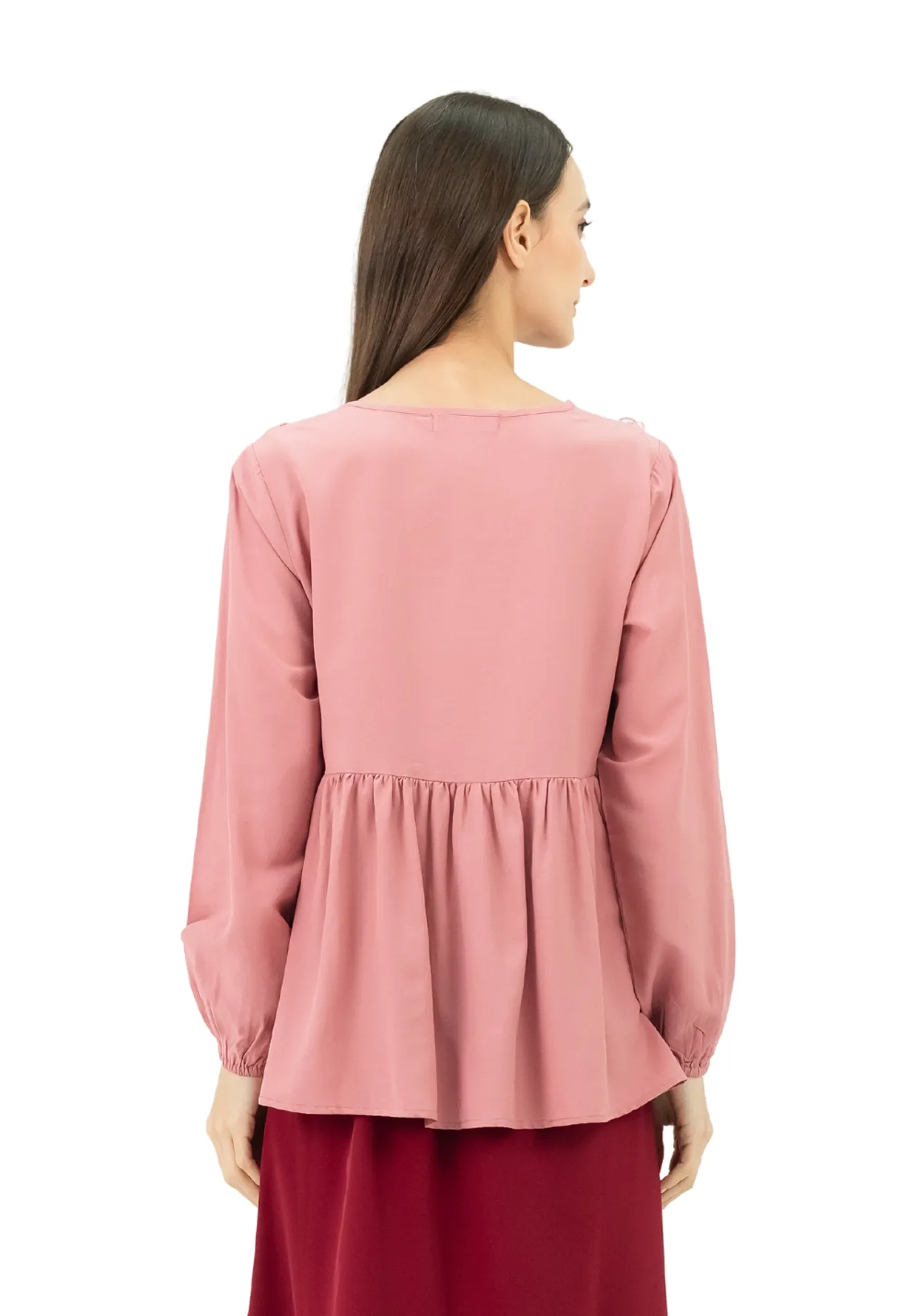 DAISY By VOIR Embroidered Ruffle Bib Pleated Blouse