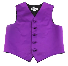 Dark Purple Boys Junior Vest Adjustable Waistcoat