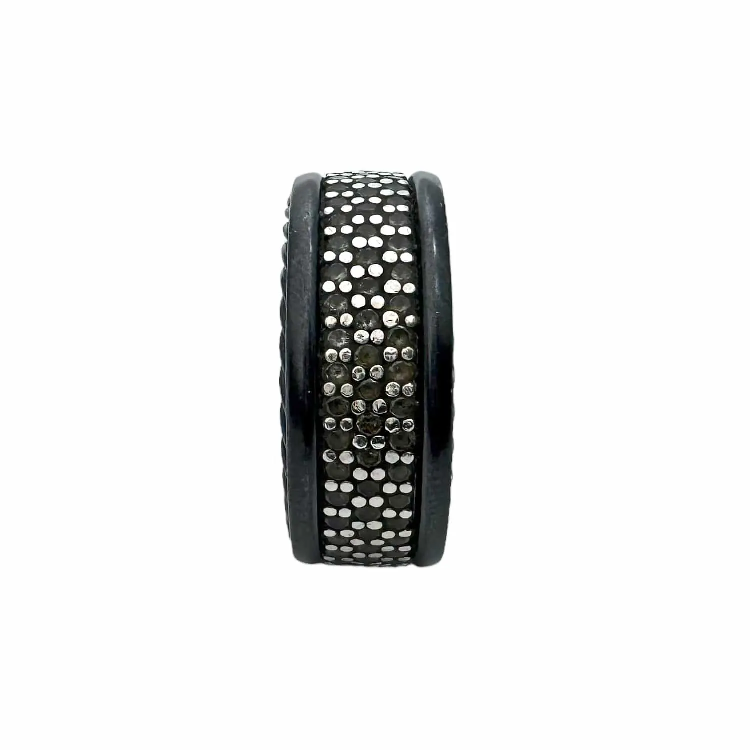 DAVID YURMAN Streamline Three Row Black Diamond & Sterling Silver Ring in Black Titanium