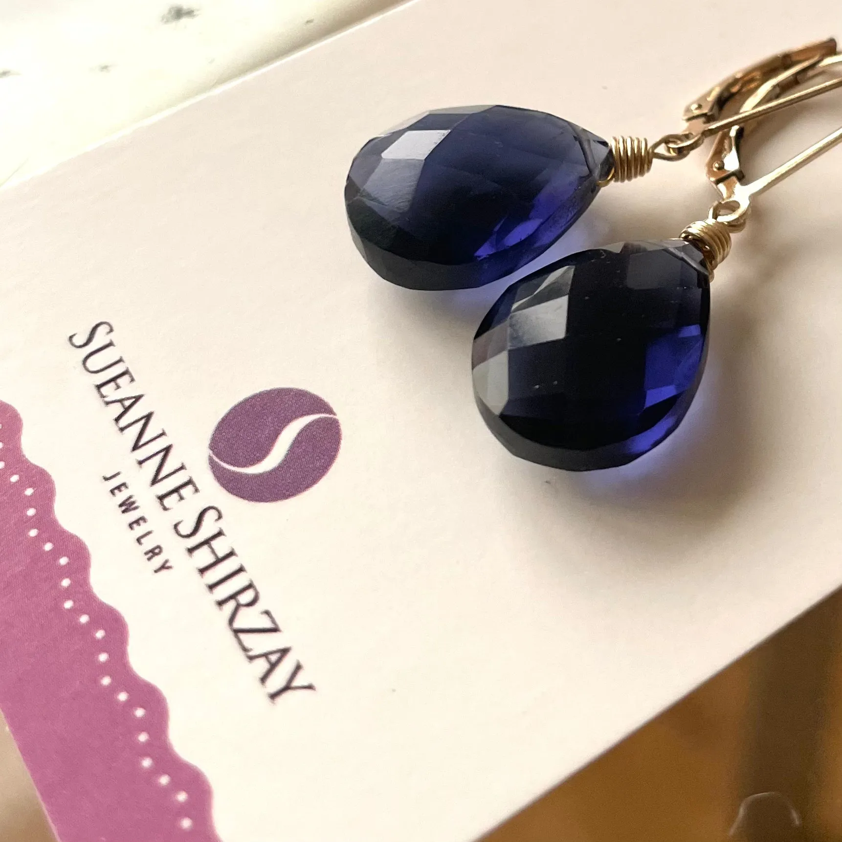 Deep Tanzanite Quartz Leverback Earrings