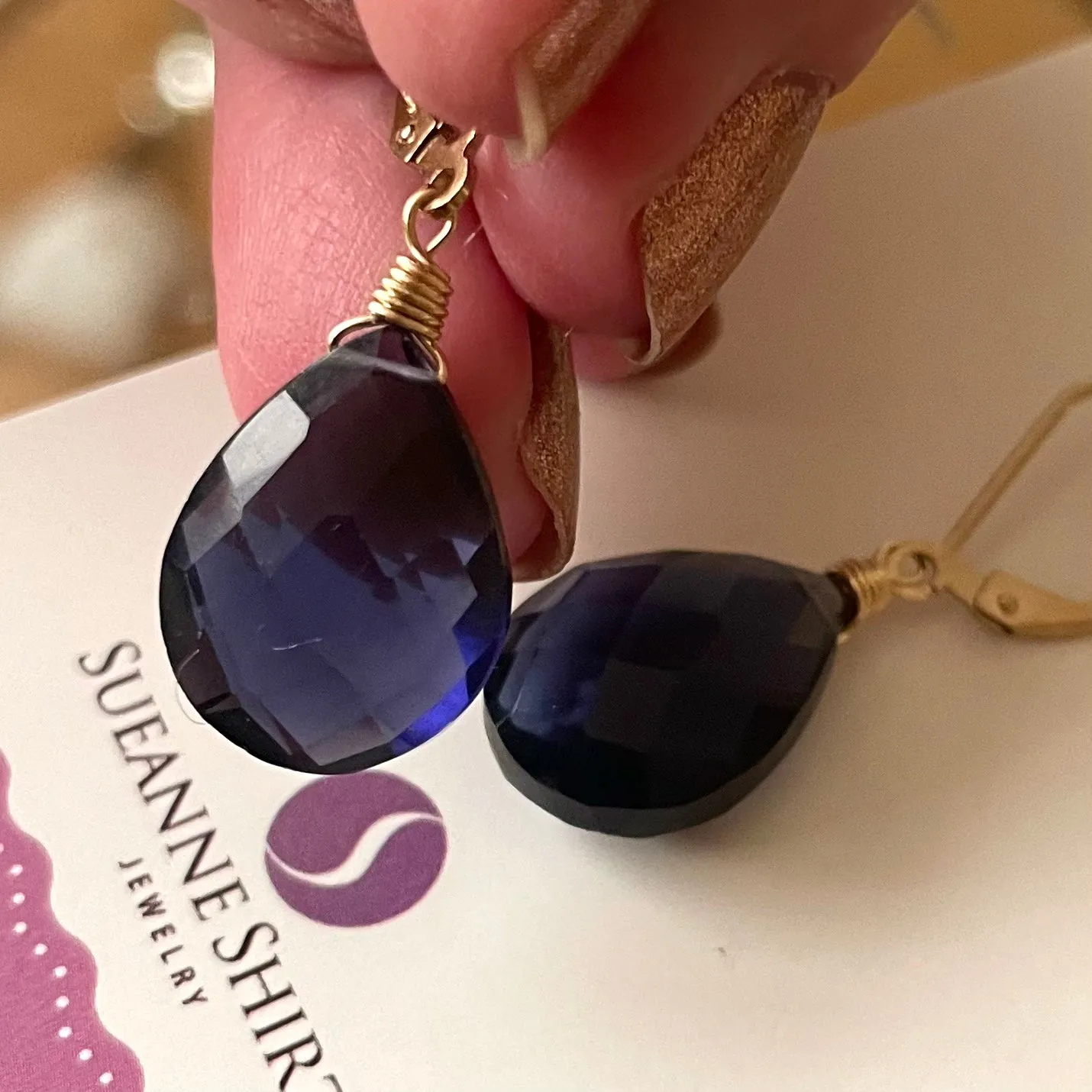 Deep Tanzanite Quartz Leverback Earrings