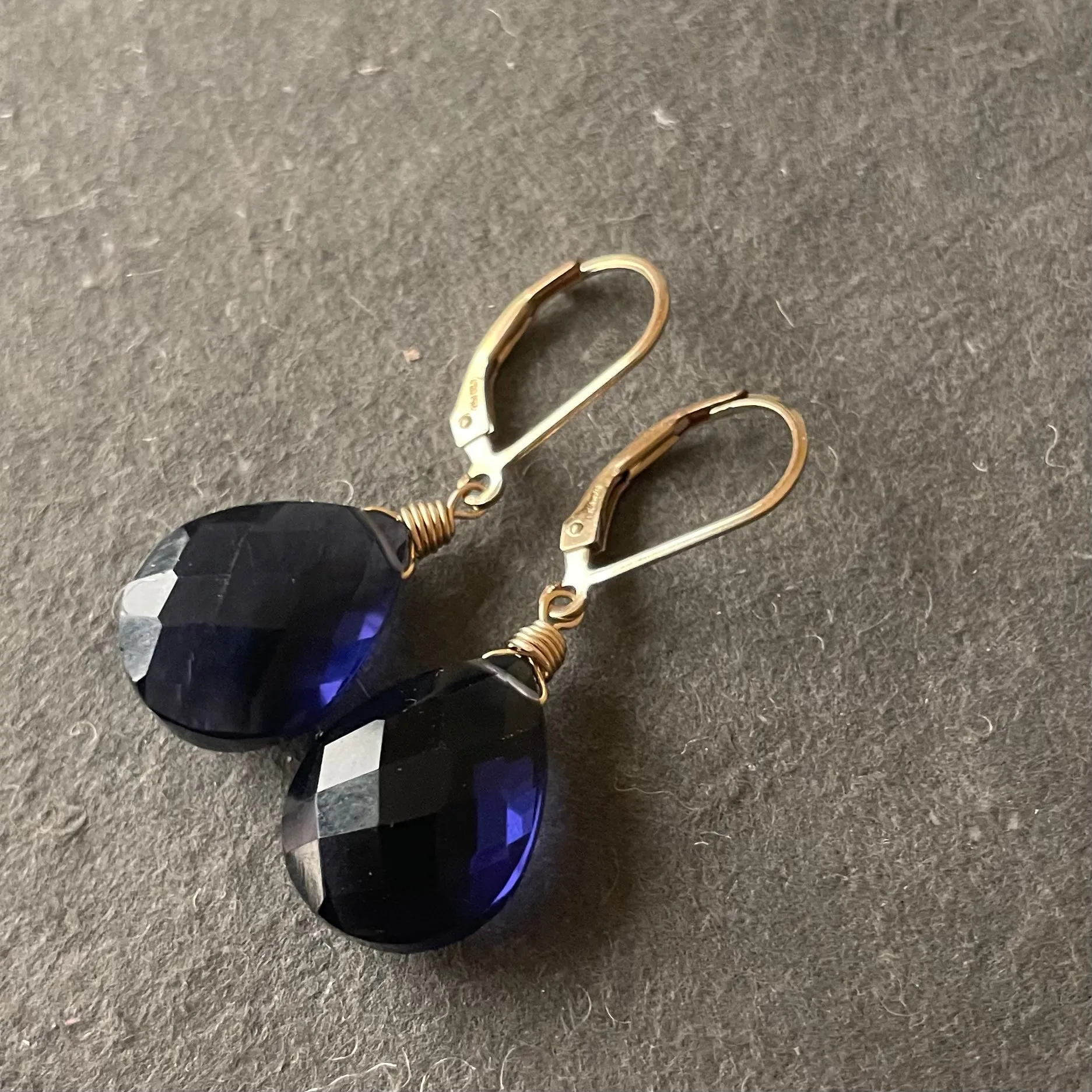 Deep Tanzanite Quartz Leverback Earrings