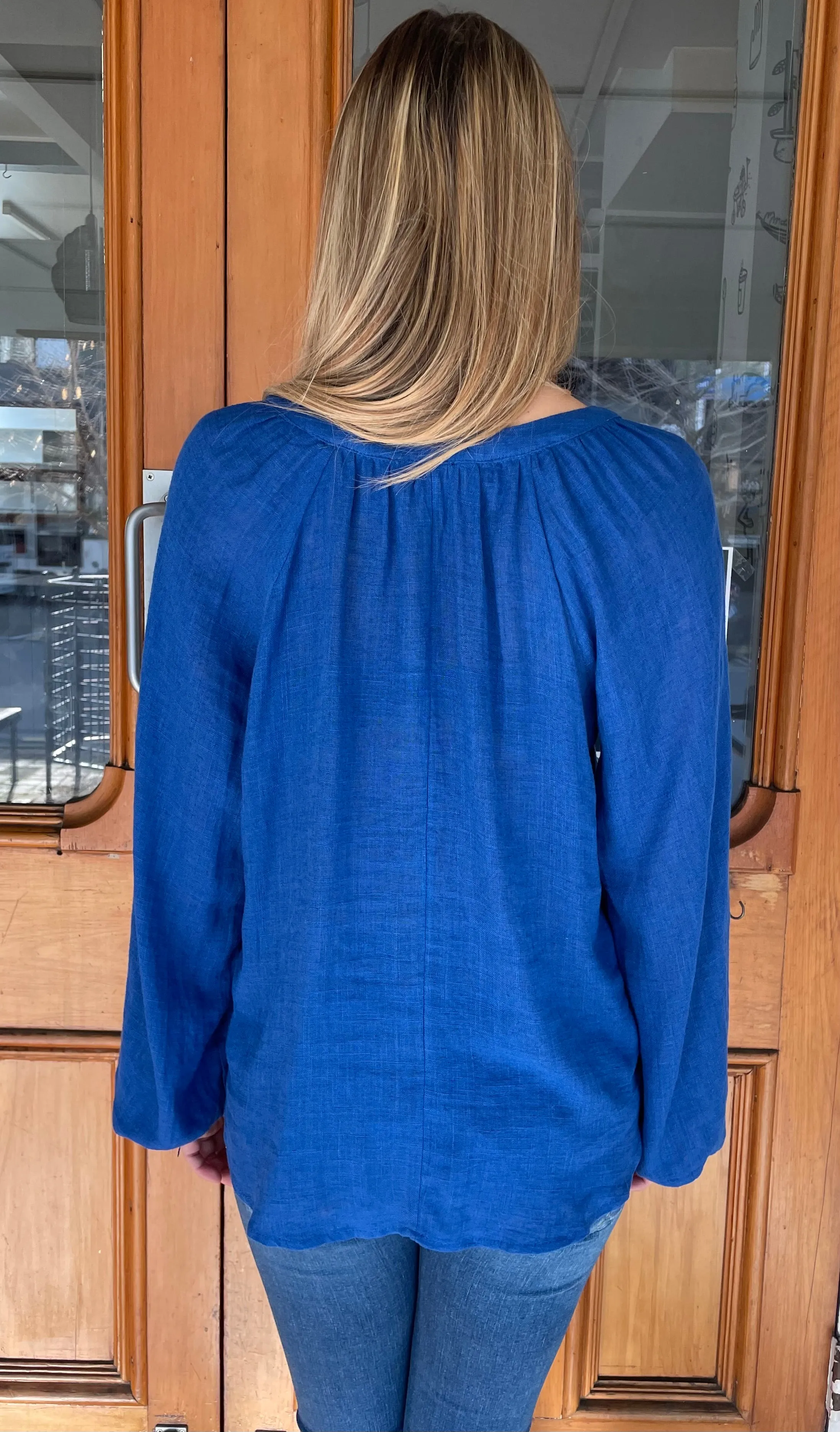 Del Mar Days Long Sleeve Top Cobalt