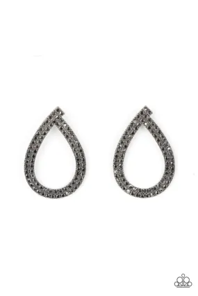 Diva Dust Black & Hematite Rhinestone Earrings - Paparazzi Accessories