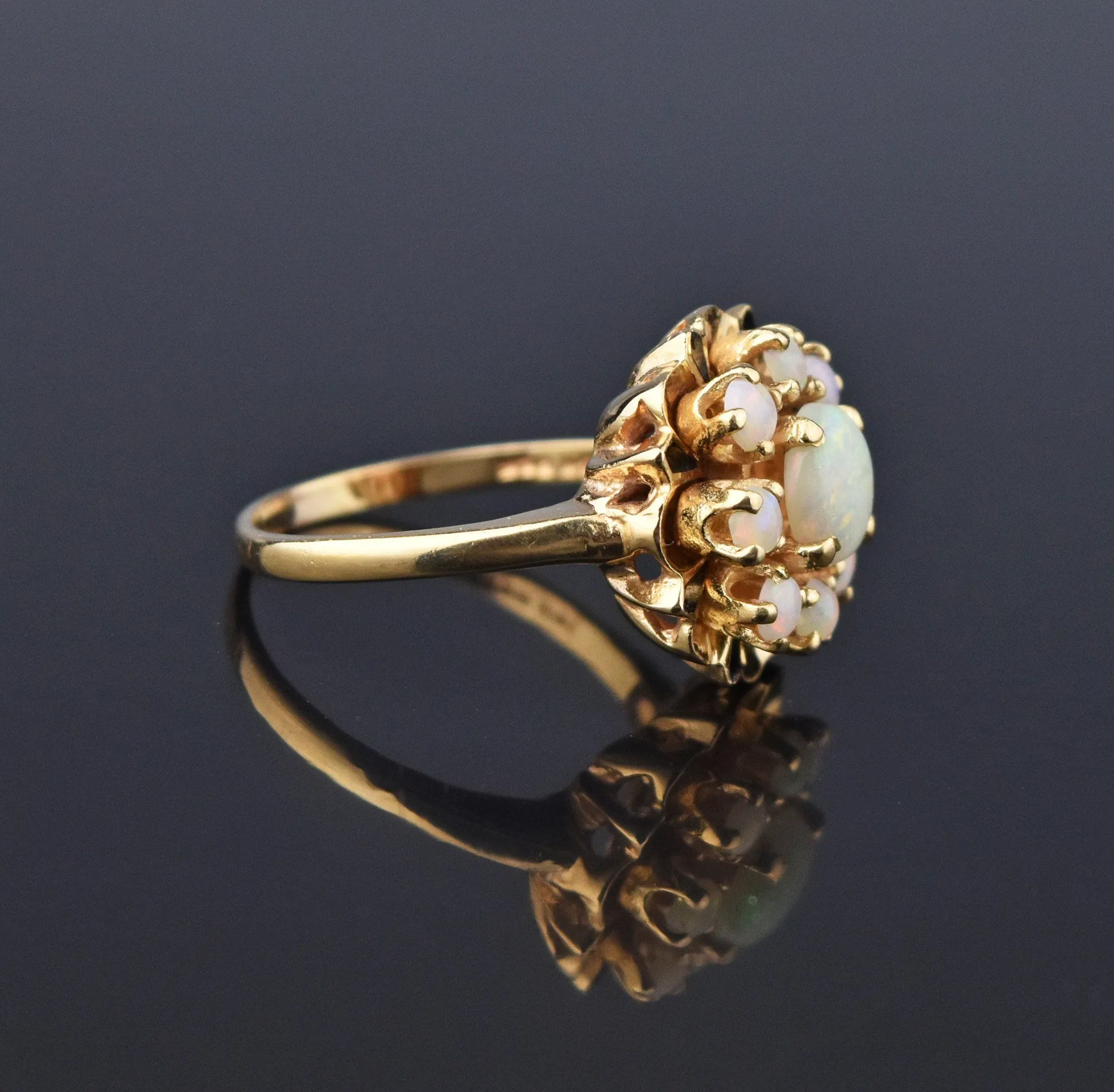 Enamel 14K Gold Opal Cluster Ring