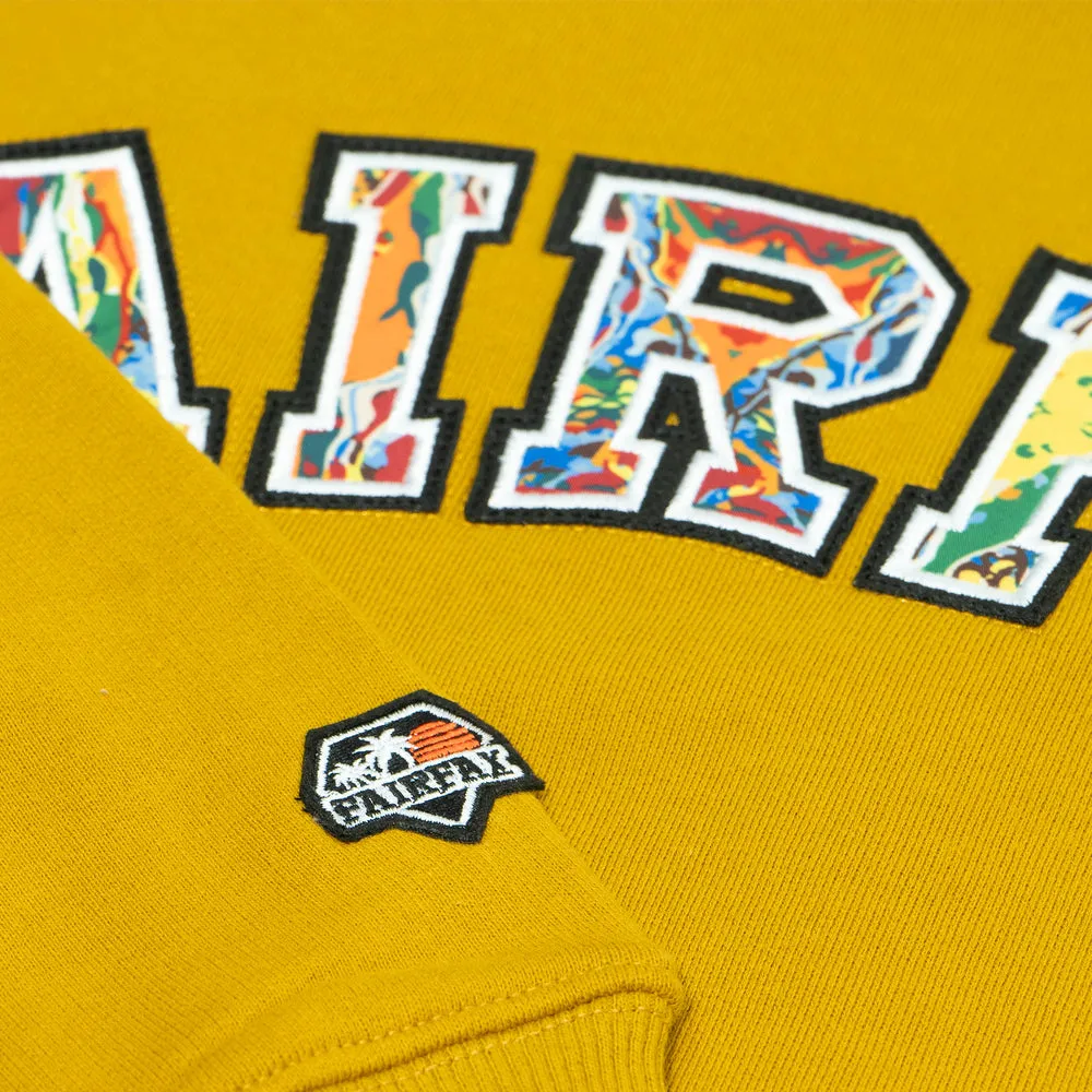 FAIRFAX COOGI PATTERN - EMBROIDERED COLLEGE CREWNECK-MUSTARD