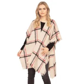 Fall Winter Plaid Check Poncho