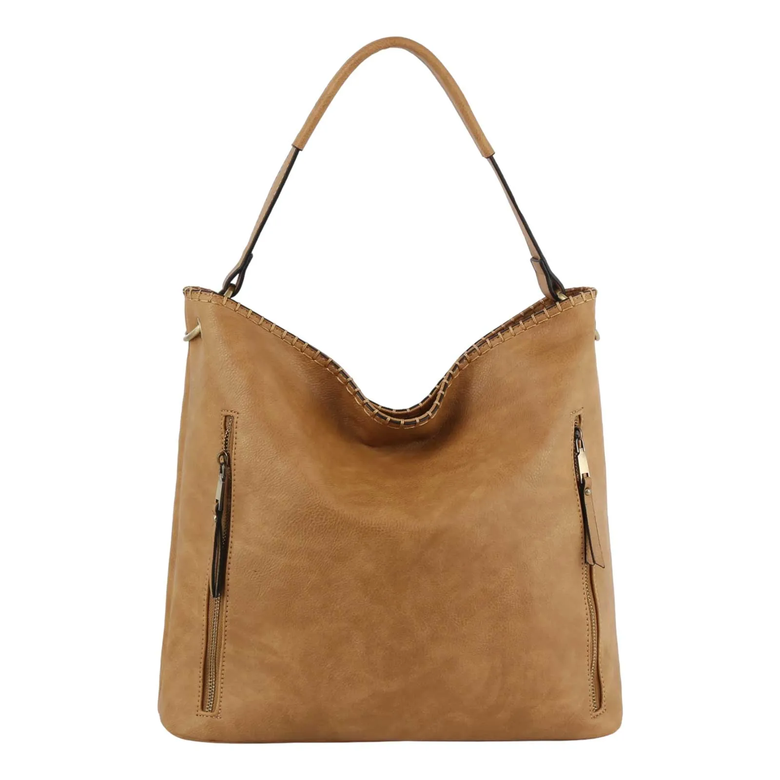 Faux Leather Hobo Tote Handbag with Guitar Strap