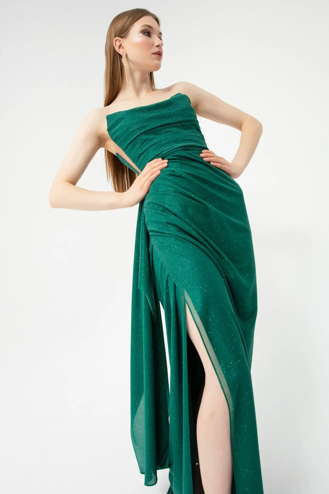 Female Chest Drape Slit Sweet Dress