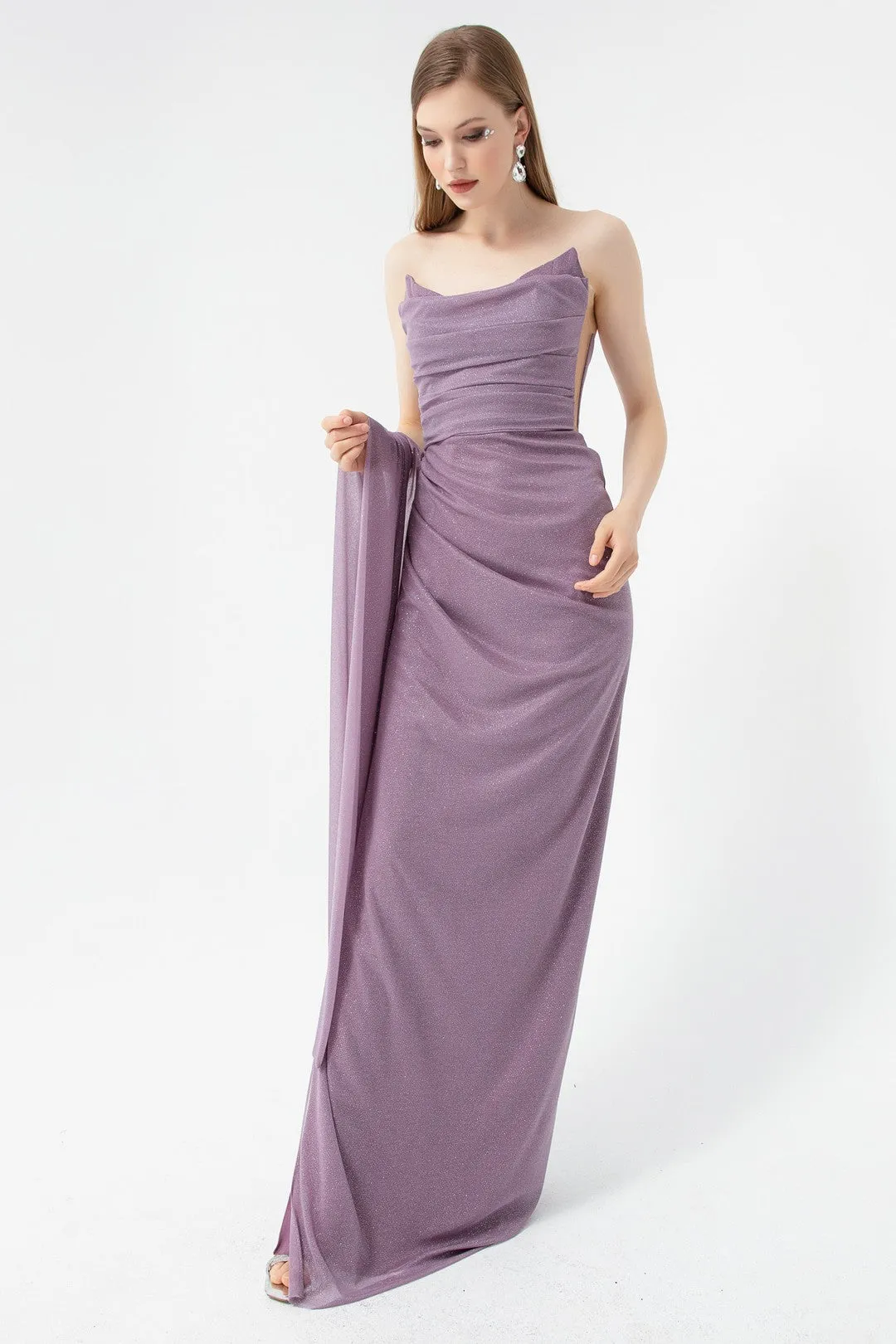 Female Chest Drape Slit Sweet Dress