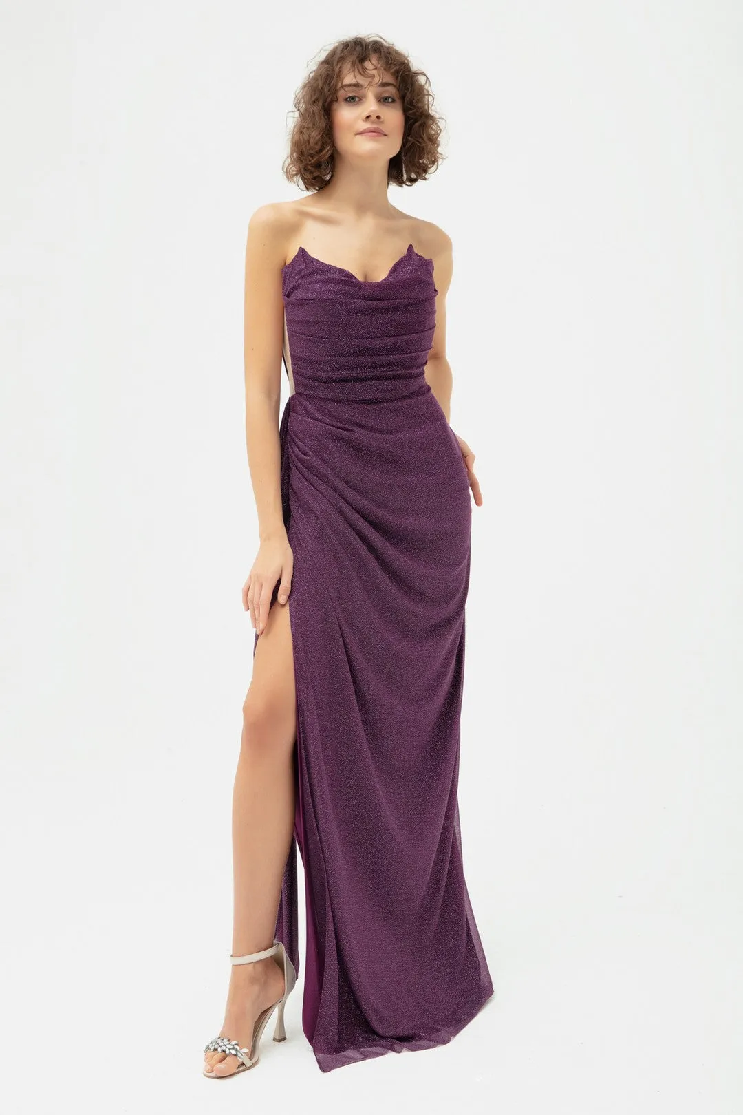 Female Chest Drape Slit Sweet Dress