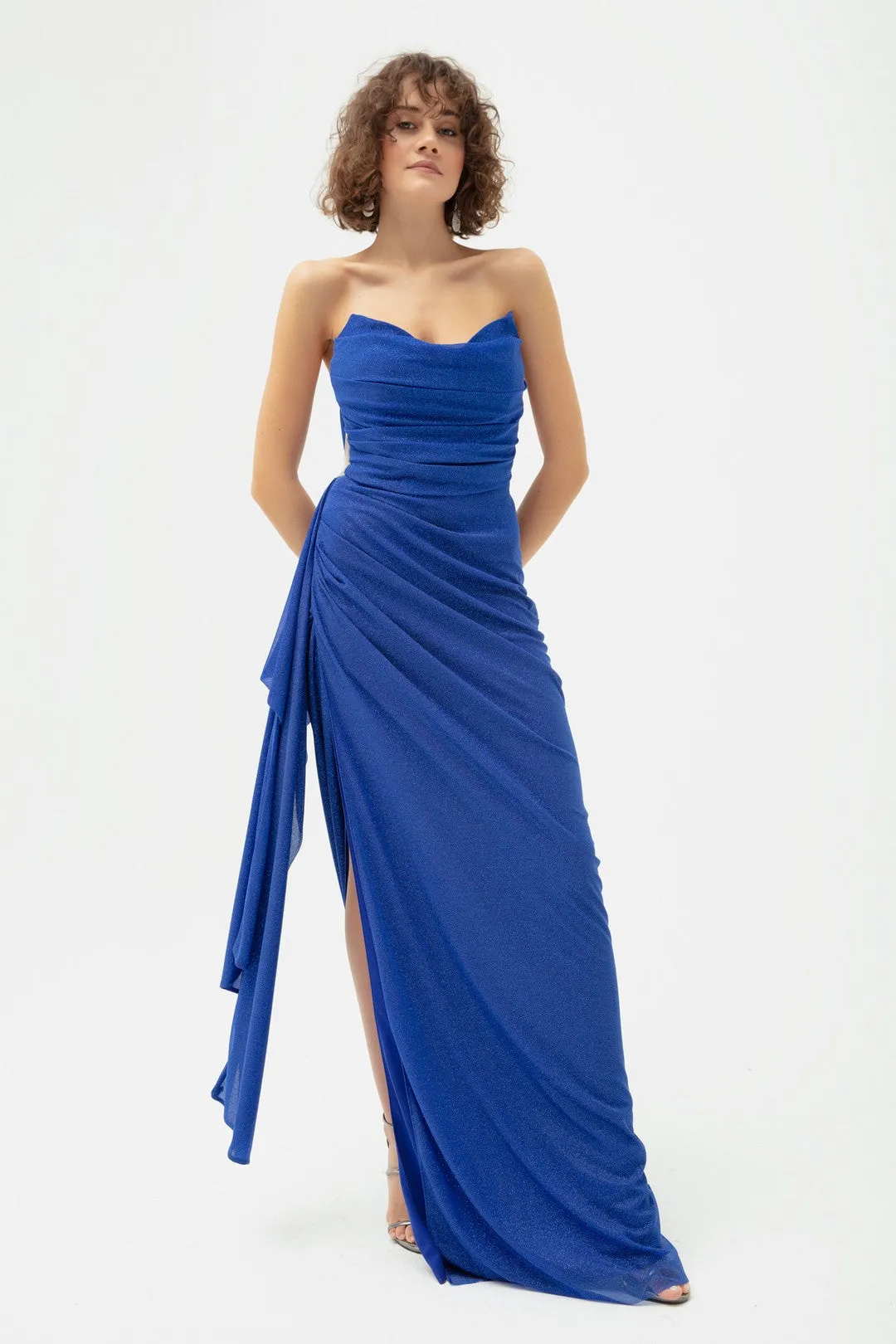 Female Chest Drape Slit Sweet Dress