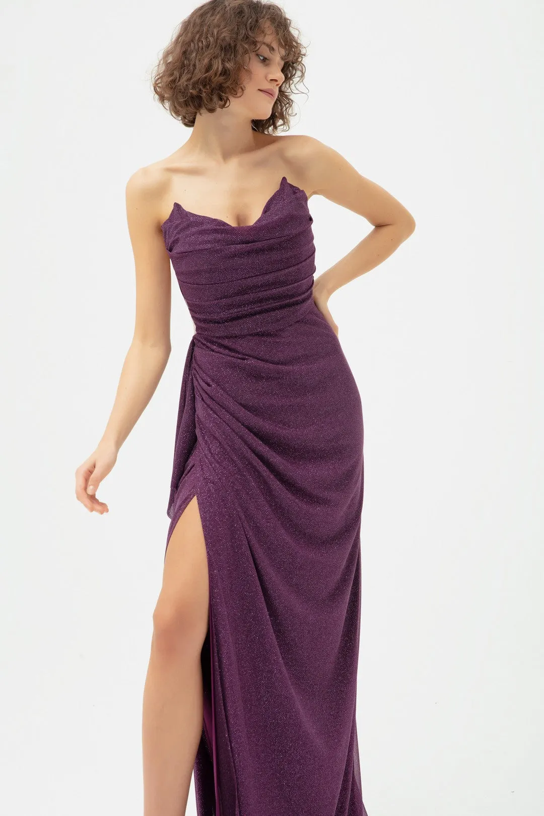 Female Chest Drape Slit Sweet Dress