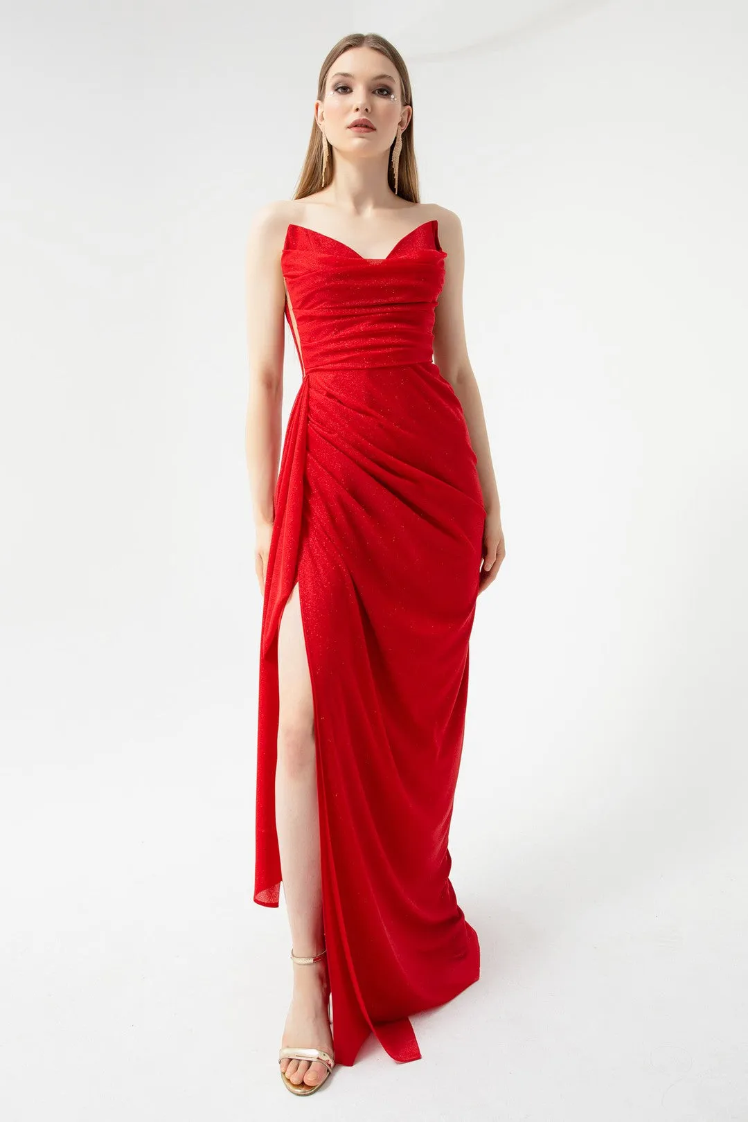 Female Chest Drape Slit Sweet Dress