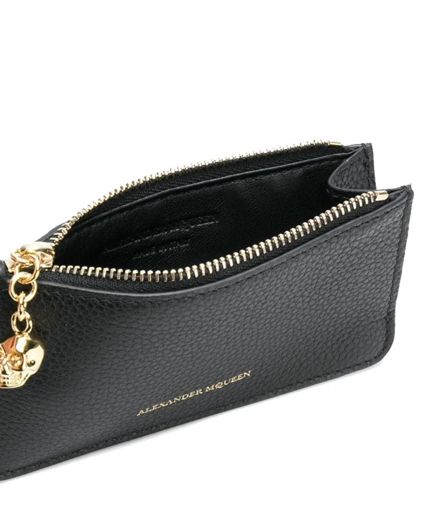 Flat Card Holder Zip, Black/Gold