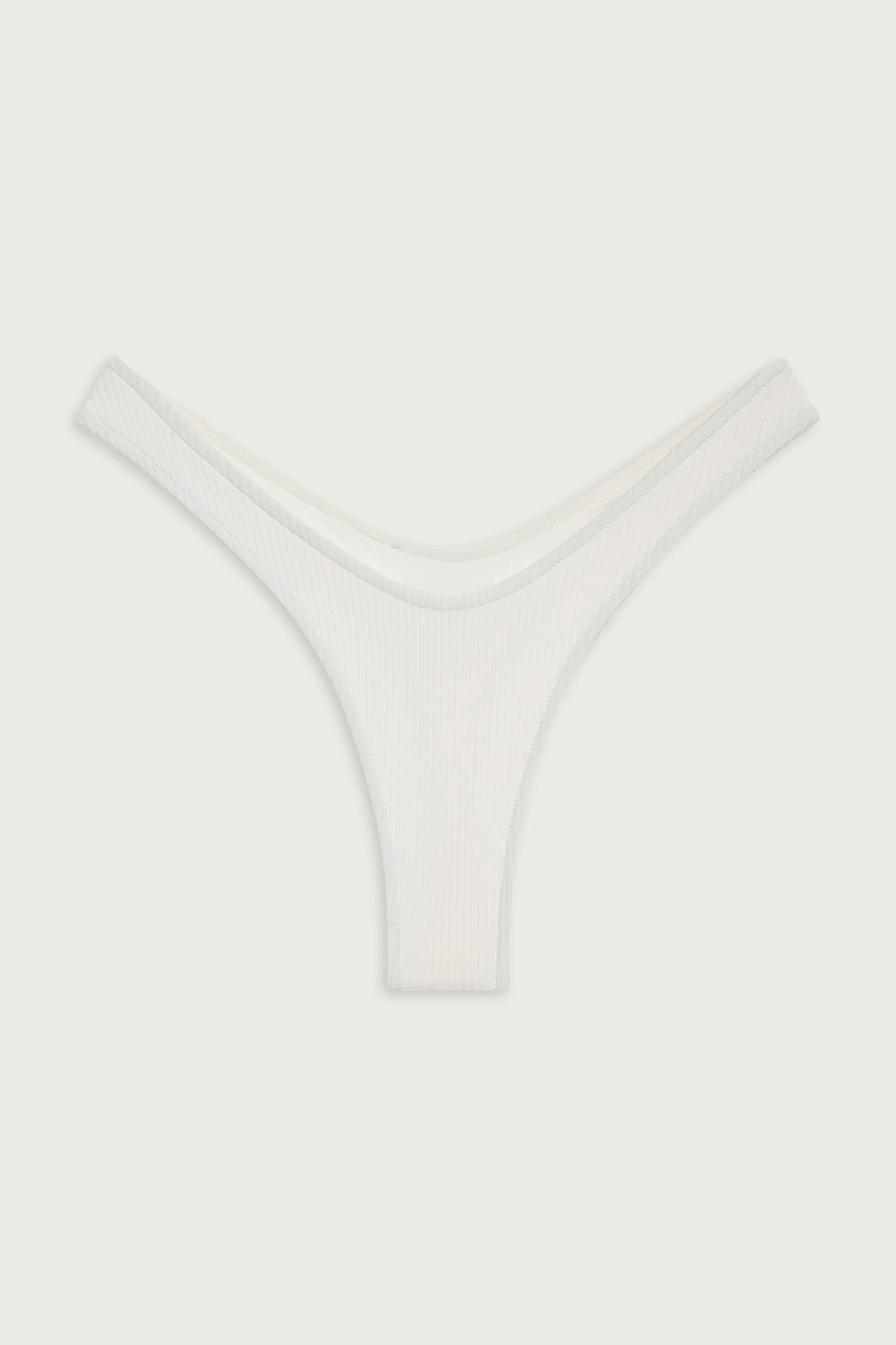 Full Moon Micro Ribbed Bikini Bottom - White