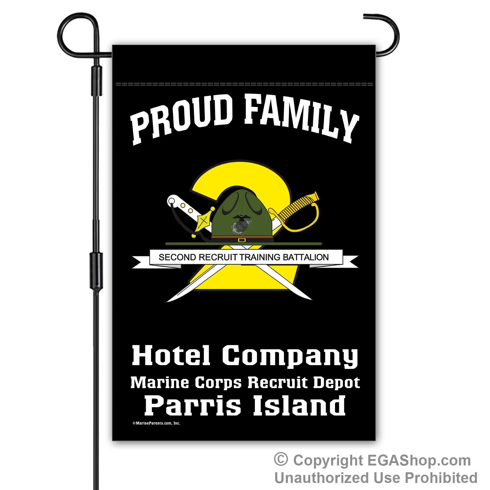 Garden Flag: Hotel 2nd BTN Crest Proud Family (Parris Island)