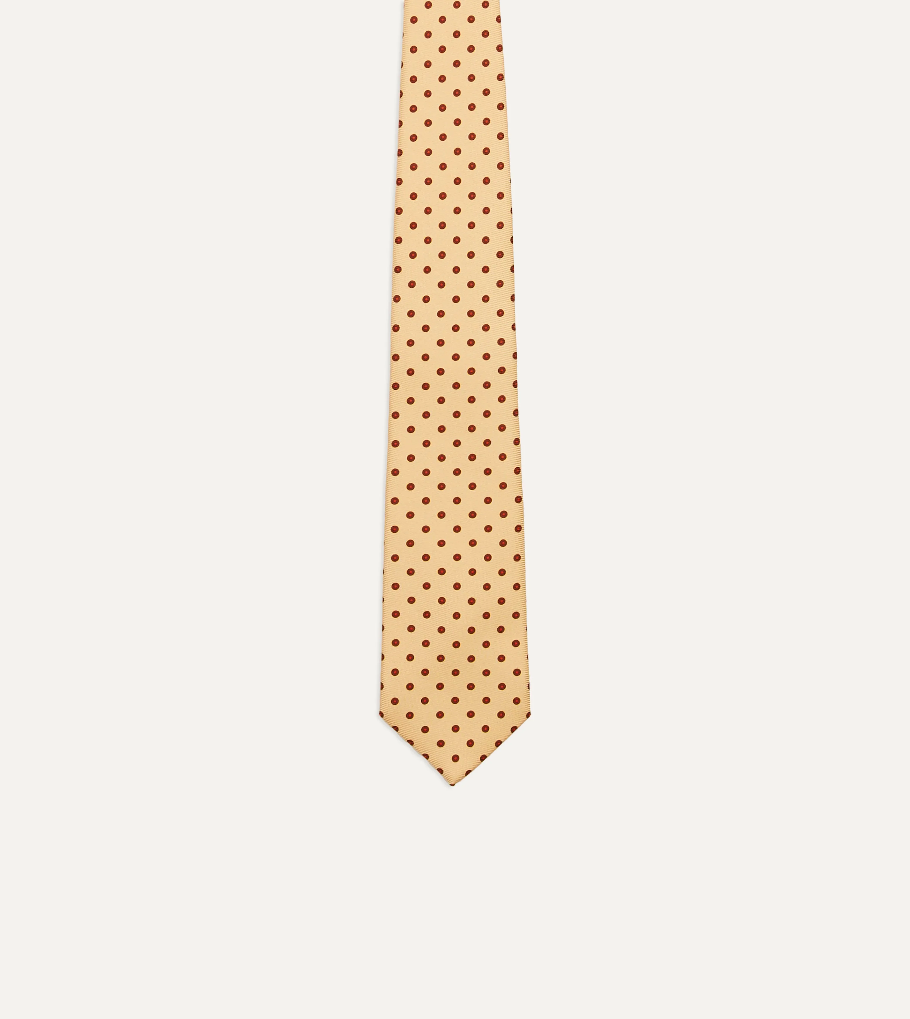 Gold Circular Dot Silk Self Tipped Tie