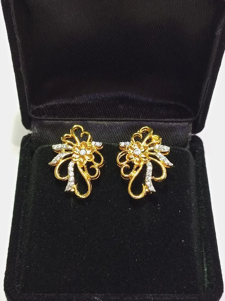 Golden Floral Earrings | (Gold Plated 925 Sterling Silver)