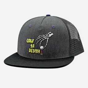 Golf 'Til Death Unisex Trucker Hat Heather Charcoal O/S