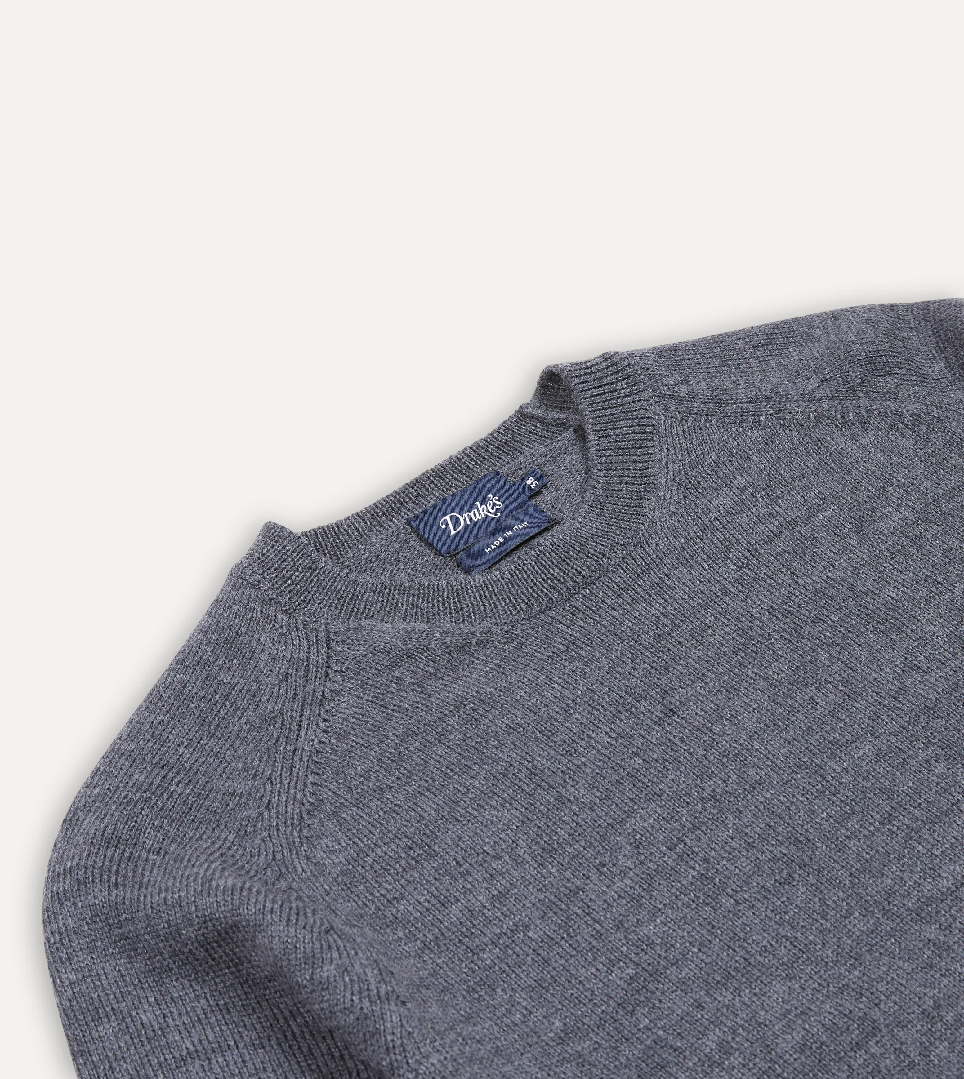 Grey Melange Merino Crew Neck Jumper