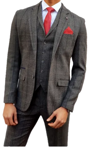 Grey Tweed Suit Albert 3 Piece Slim Fit by House of Cavani