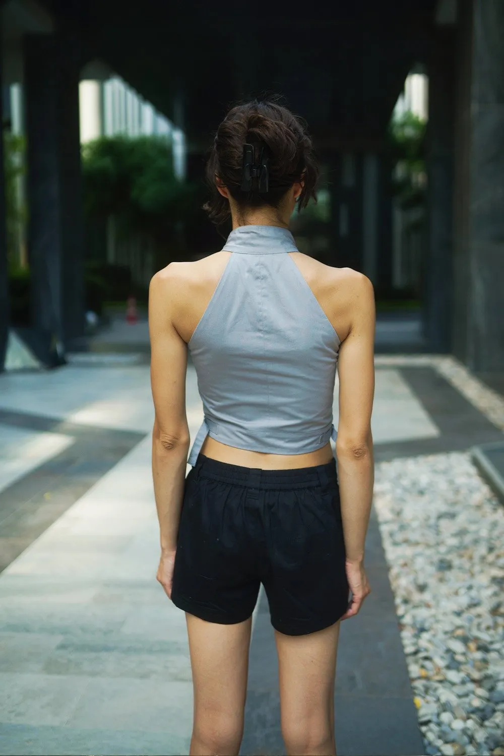 Grey Utility Crop Top