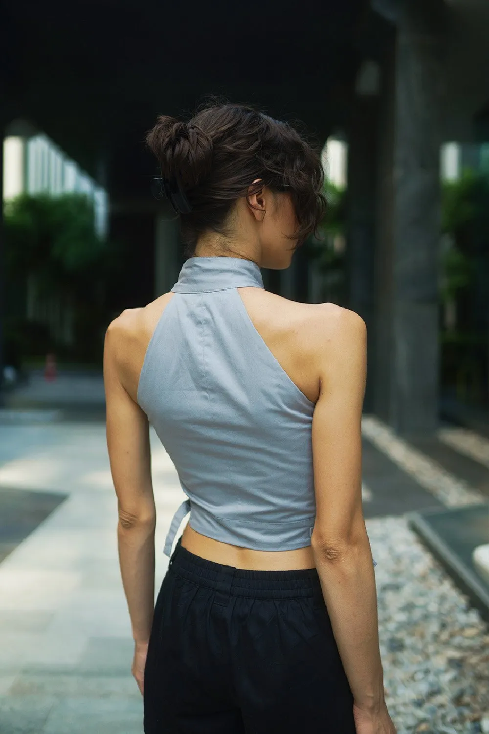 Grey Utility Crop Top