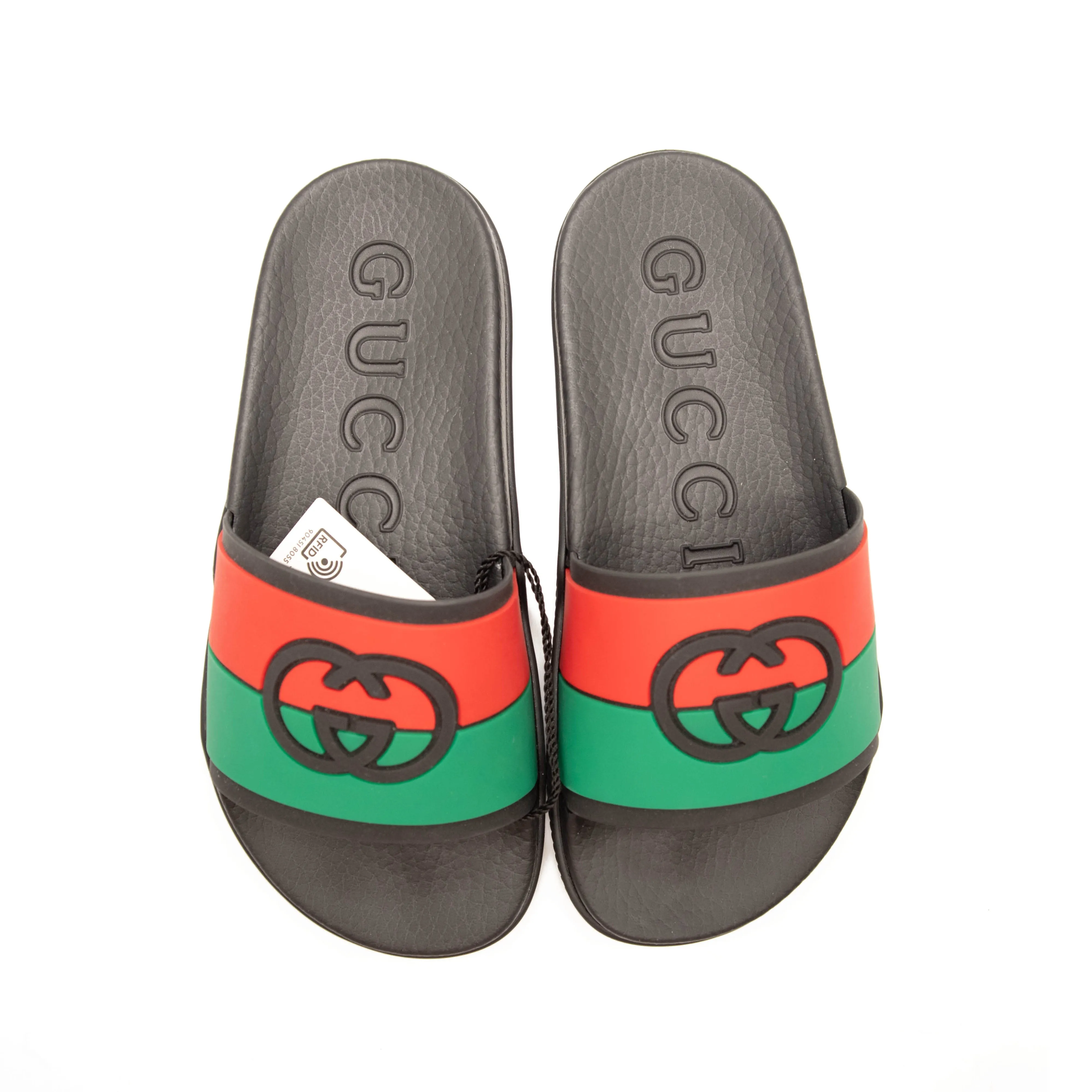 Gucci Pursuit GG Logo Slide Sandal (Women) EU 36 Black Green Red No Box