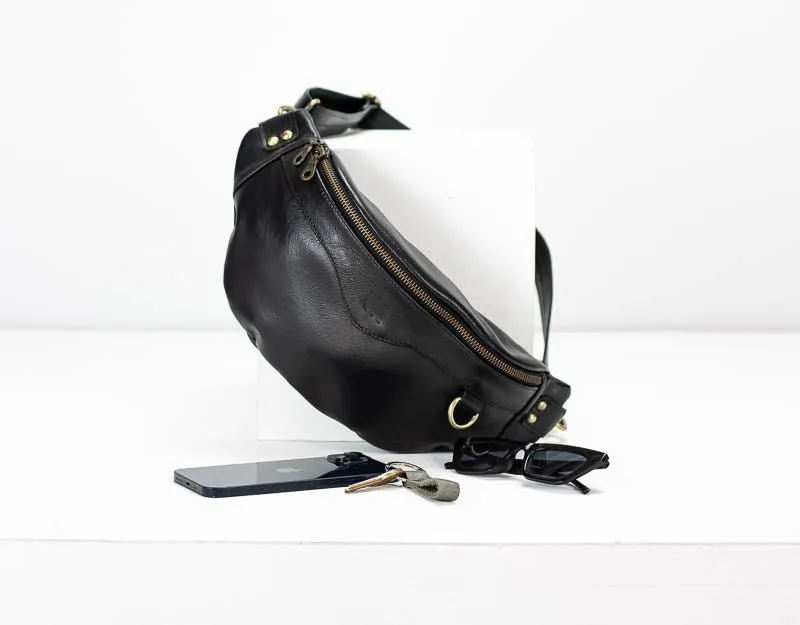 Haris fanny pack - Black leather