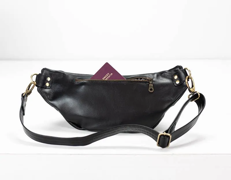 Haris fanny pack - Black leather