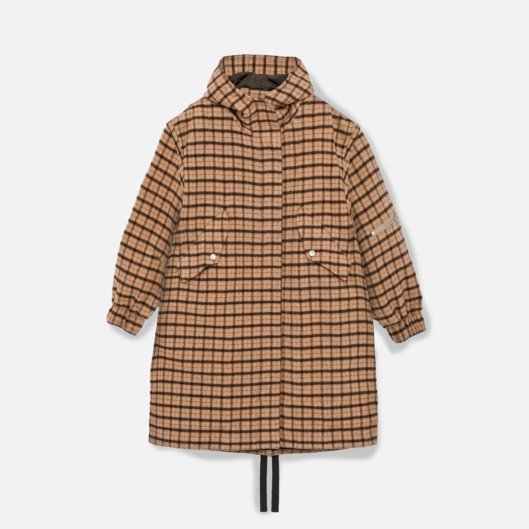 Hunter Wool Blend Parka Coat - Beige / Multi