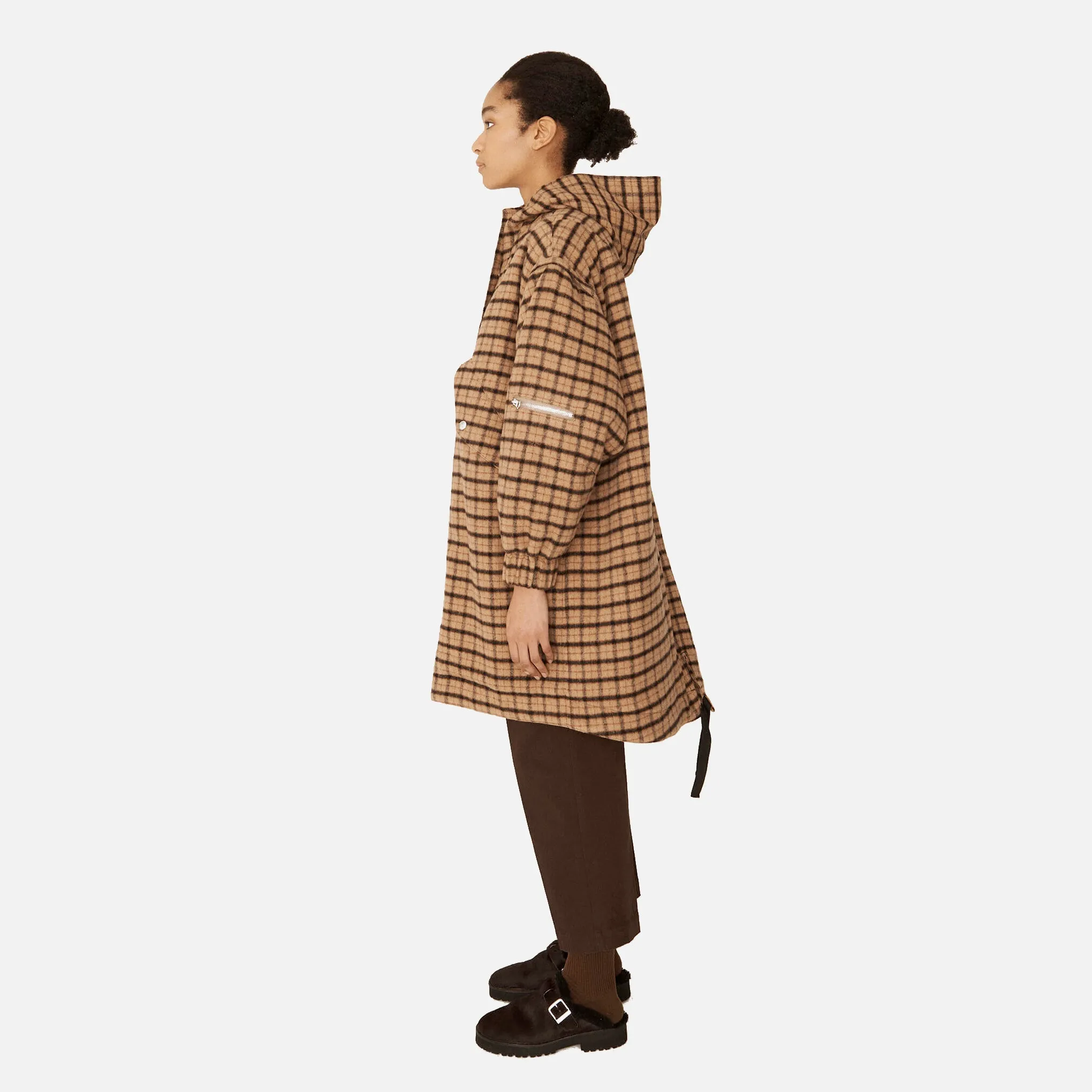 Hunter Wool Blend Parka Coat - Beige / Multi